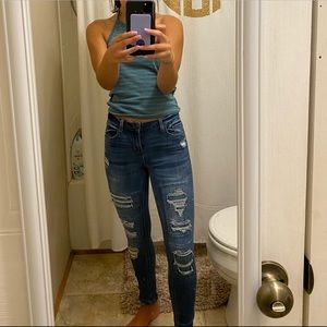 mid rise distressed jeans